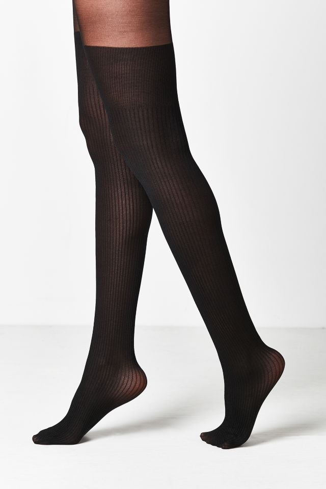 Out From Under Ribbed Faux Thigh High Sheer Tight #5