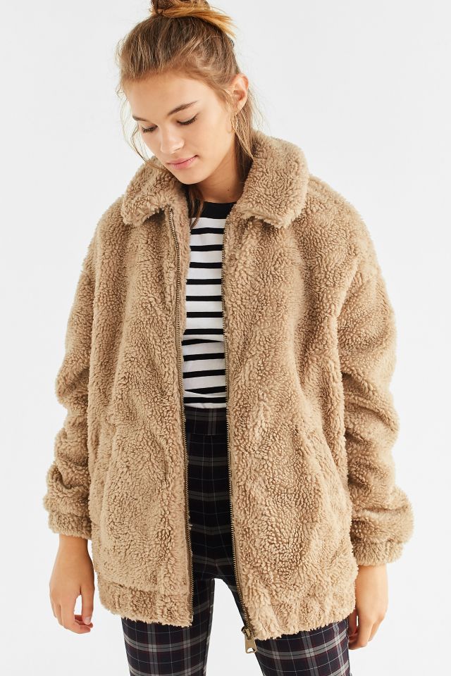 Light Before Dark Oversized Faux Sherpa Zip Up Jacket Urban