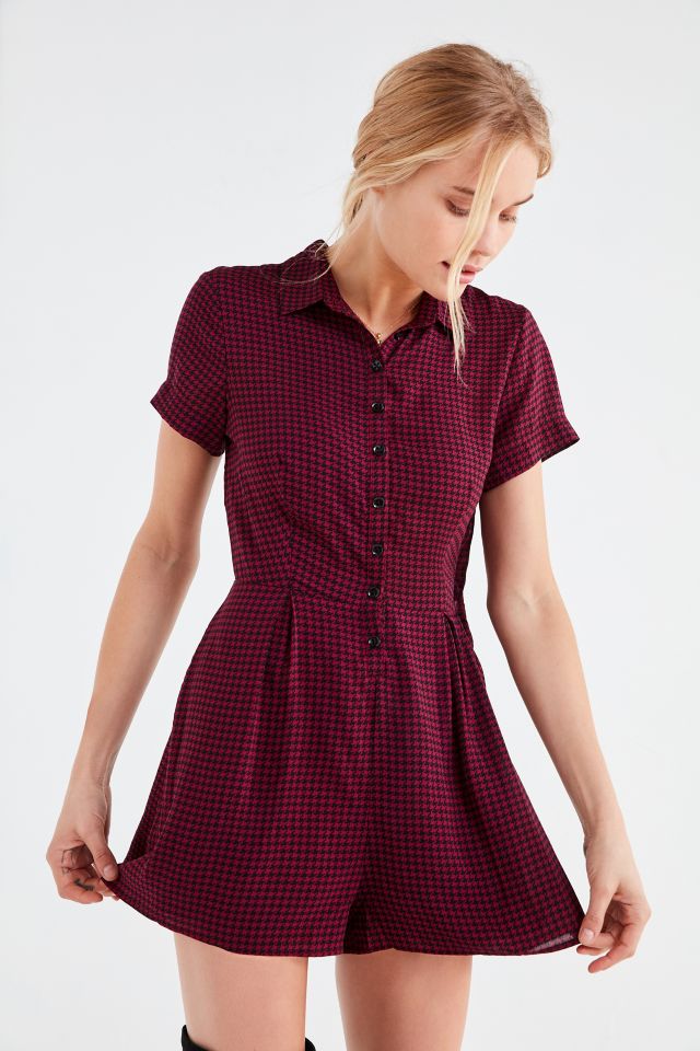 UO Bellina Button Down Shirt Romper Urban Outfitters