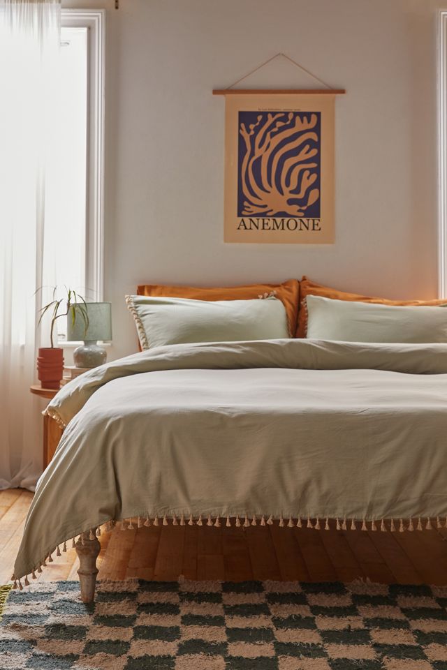 Washed Cotton Tassel Duvet Cover Urban Outfitters