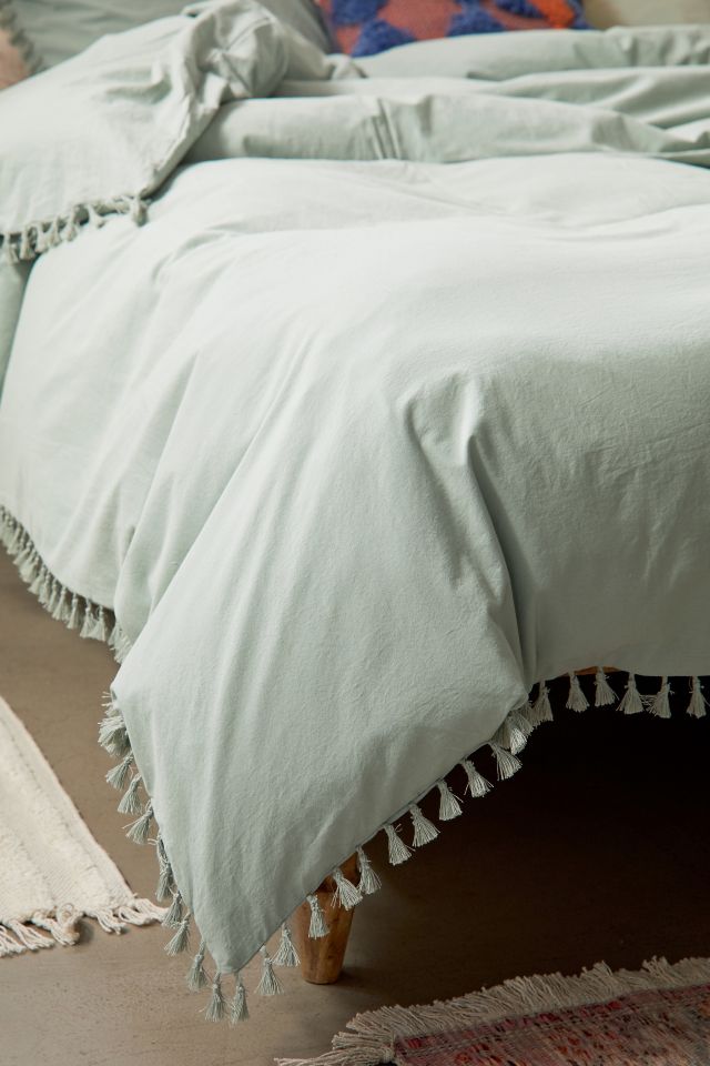 Housse de couette à pompons en coton délavé #4