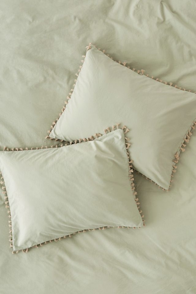 Washed Cotton Tassel Sham Set