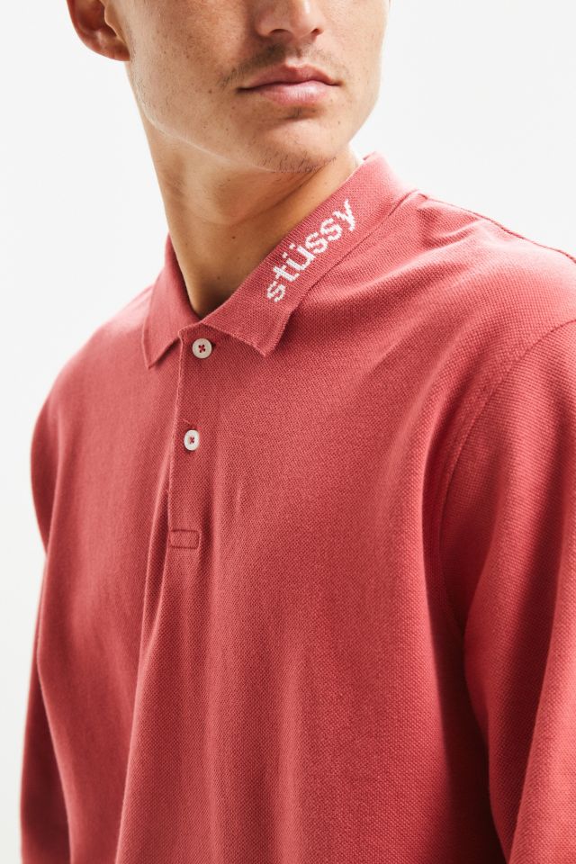 Stussy Pique Long Sleeve Polo Shirt #1