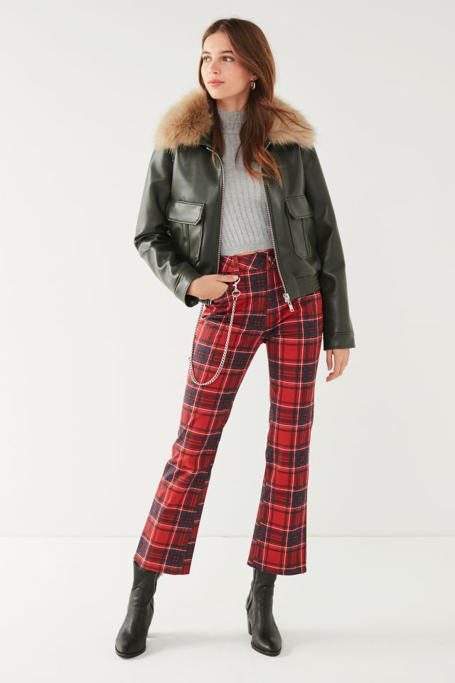 UO Faux Fur Green Flight Jacket #1