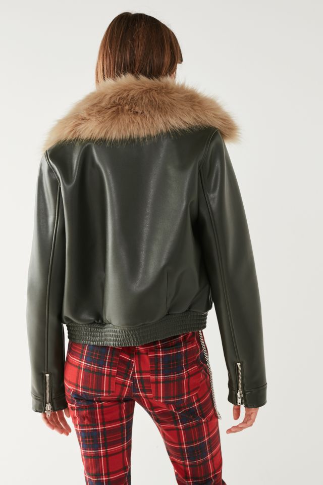 UO Faux Fur Green Flight Jacket #2