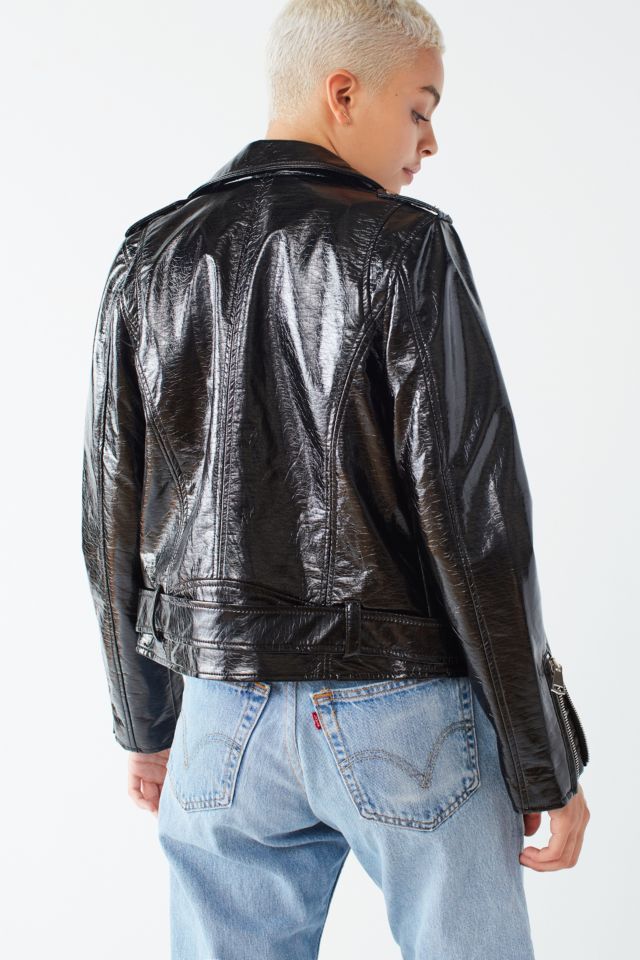 UO Patent Faux Leather Moto Jacket #1