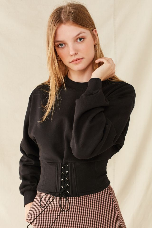 Urban Renewal Recycled Tie-Front Corset Sweatshirt #4