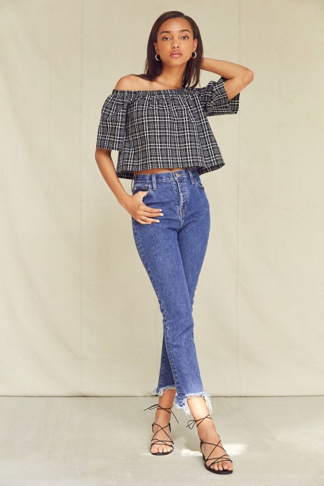 Urban Renewal Remade Plaid Off-The-Shoulder Top #2