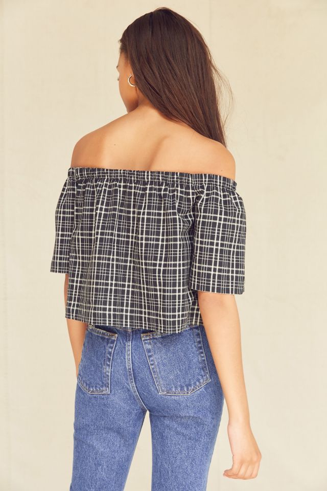 Urban Renewal Remade Plaid Off-The-Shoulder Top #5