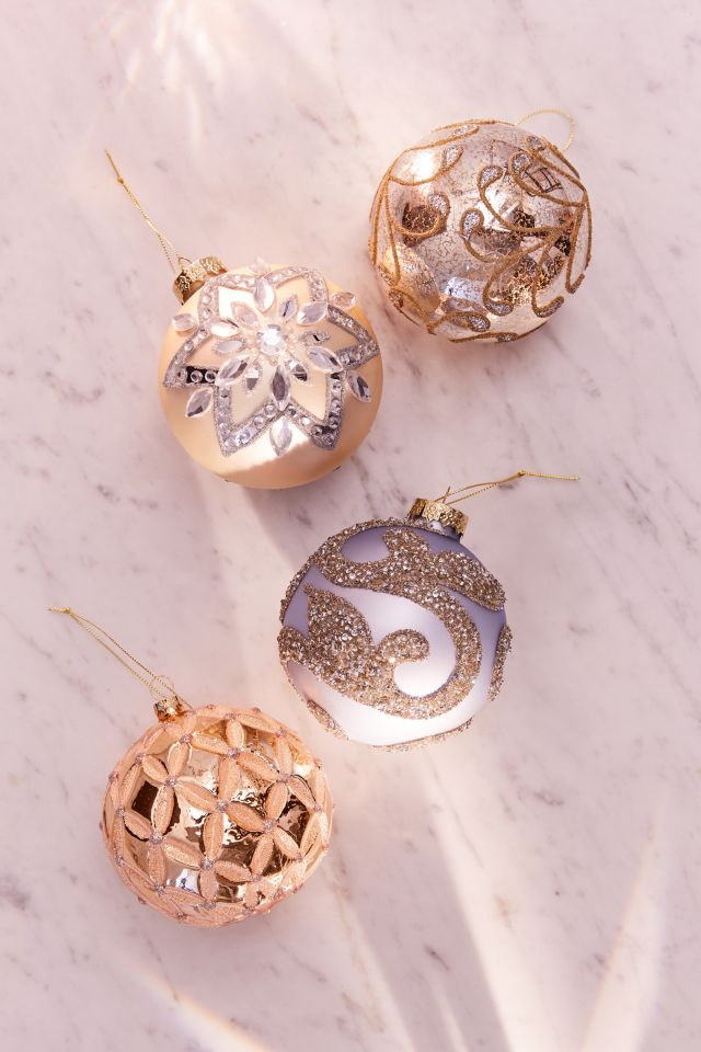 Assorted Embellished Ball Christmas Ornament - Set Of 4 #4