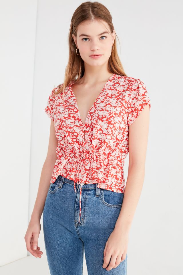 Rolla’s Lula Tie-Front Peplum Blouse