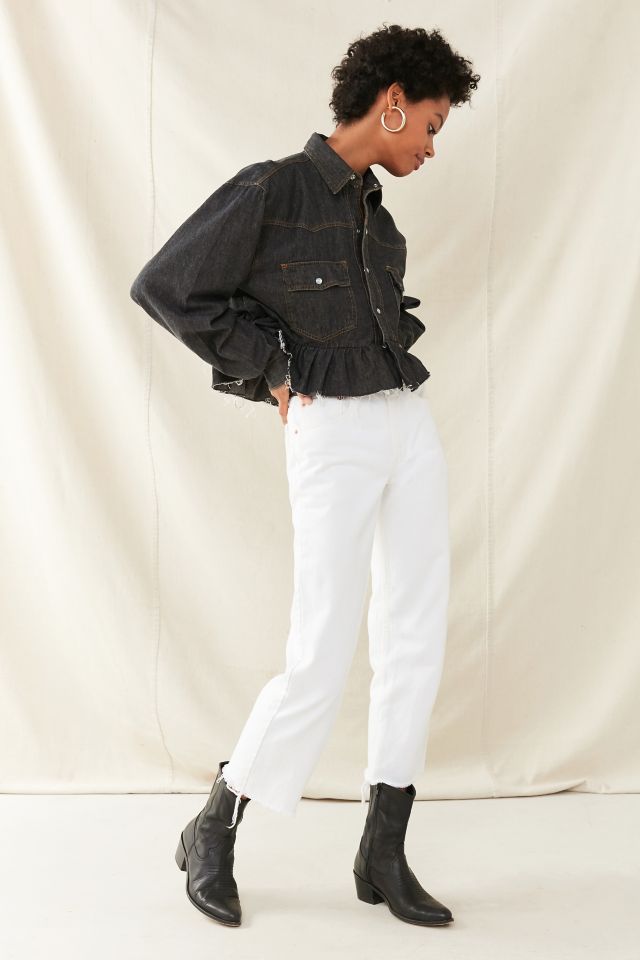 Urban Renewal Recycled Button-Down Peplum Chambray Shirt #1