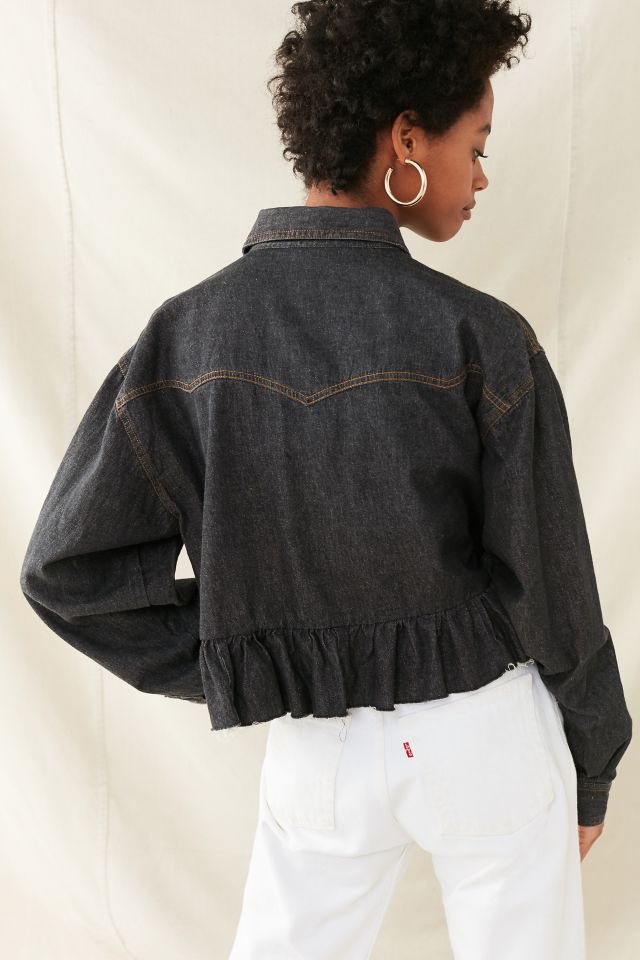 Urban Renewal Recycled Button-Down Peplum Chambray Shirt #2