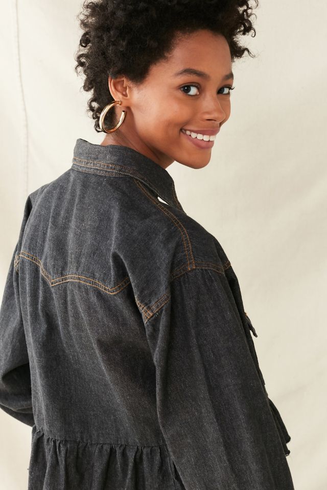Urban Renewal Recycled Button-Down Peplum Chambray Shirt #3