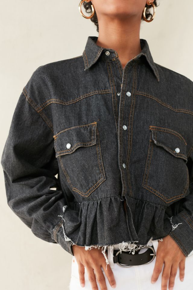 Urban Renewal Recycled Button-Down Peplum Chambray Shirt #5