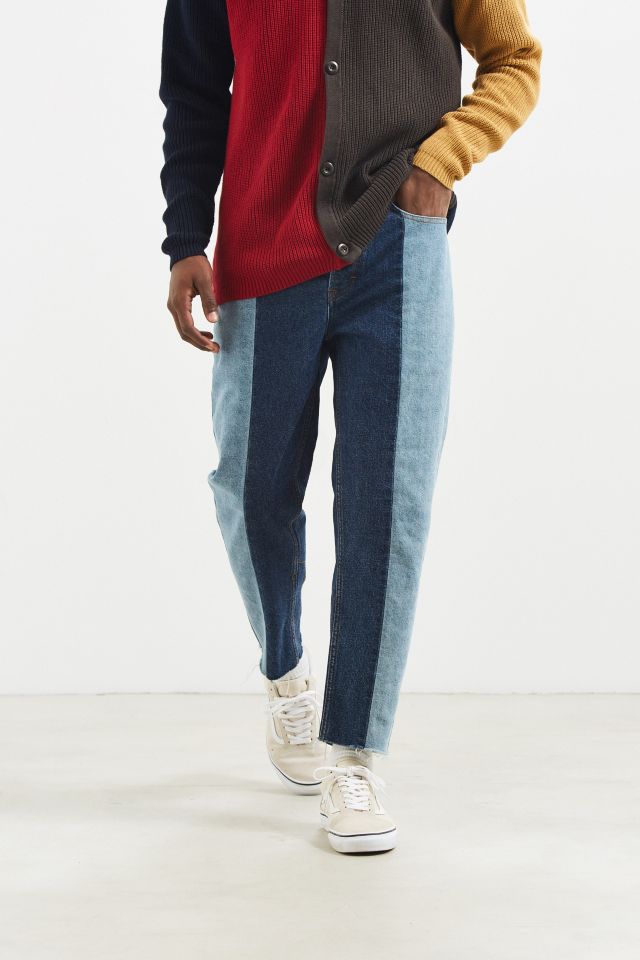 Relaxed Frayed Edge Patchwork Jeans