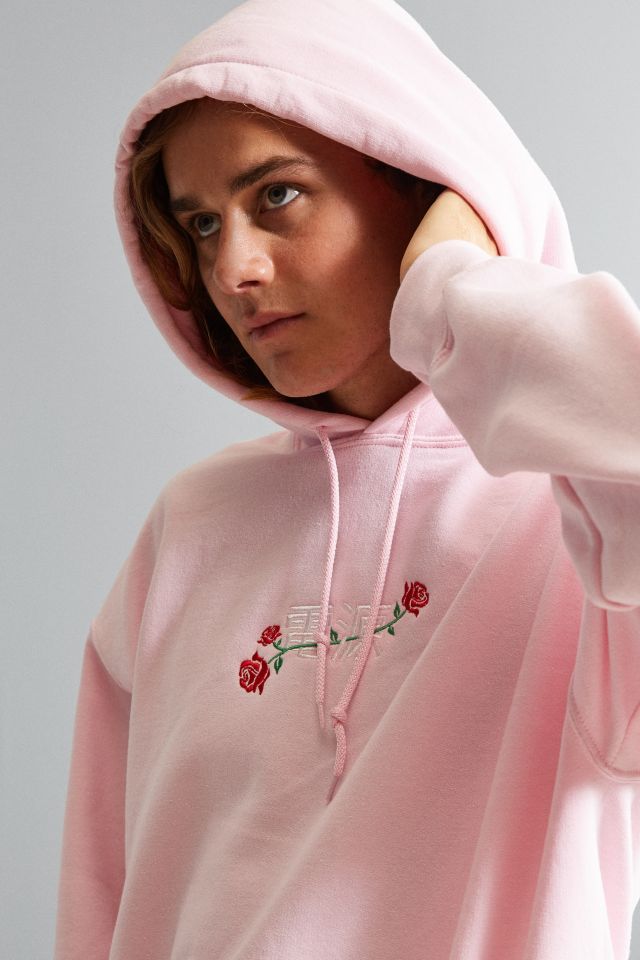 Pink hoodie with hot sale a rose