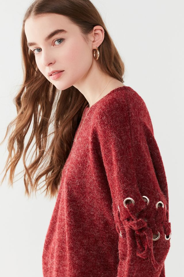 UO Nadine Lace-Up Sleeve Sweater #1