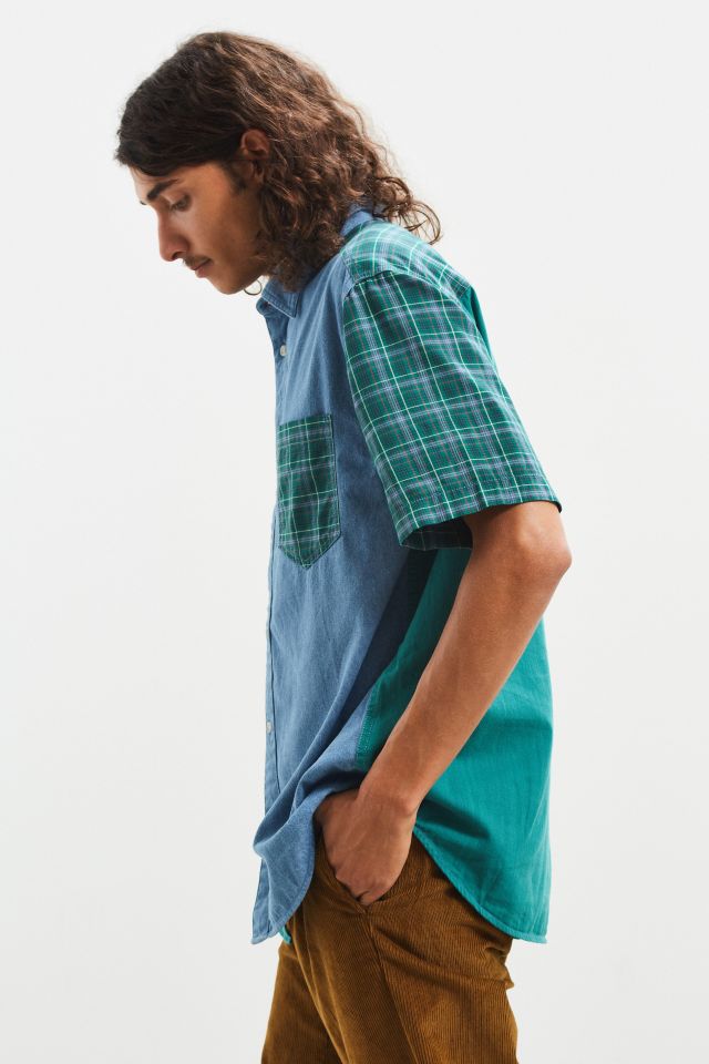 UO Denim Plaid Short Sleeve Button-Down Shirt #2
