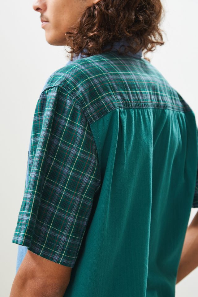 UO Denim Plaid Short Sleeve Button-Down Shirt #4