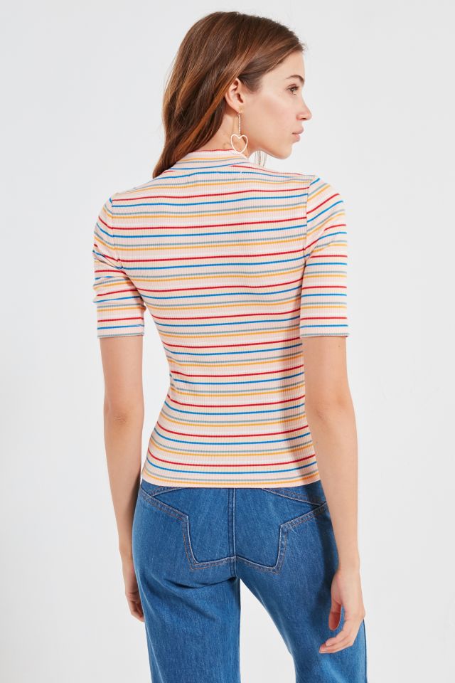 UO Zola Striped Mock-Neck Top #1