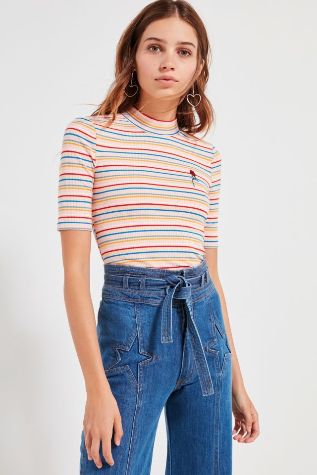 UO Zola Striped Mock-Neck Top #5