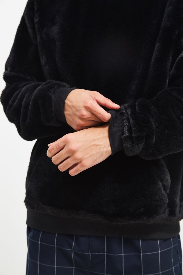 Urban Outfitters Uo Faux Fur Hoodie Sweatshirt in Black for Men