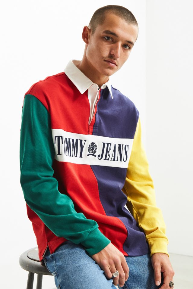 Tommy jeans colorblock rugby on sale shirt