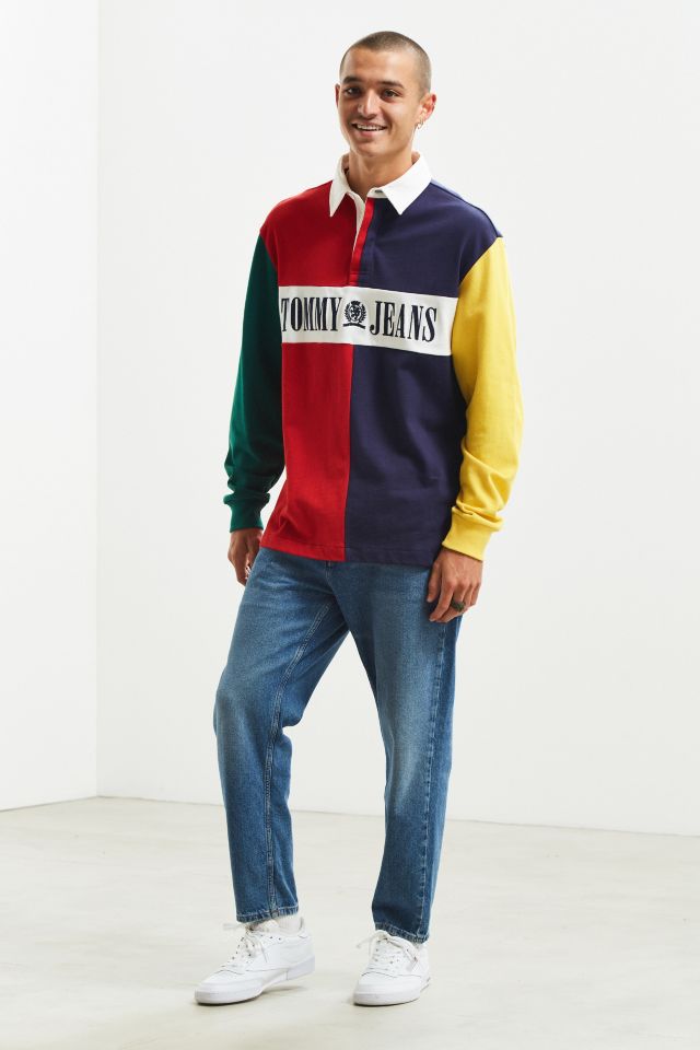 Tommy jeans colorblock clearance rugby shirt