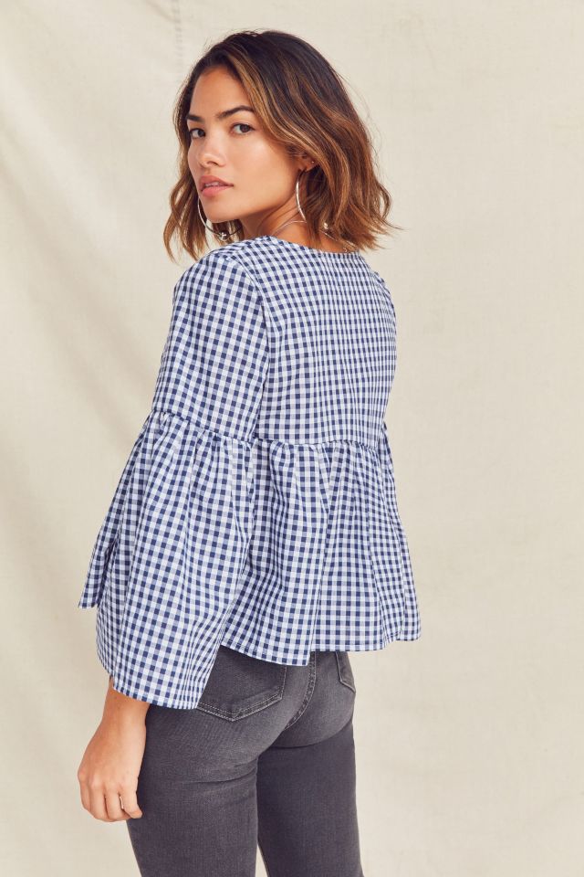 Urban Renewal Remade Bell-Sleeve Gingham Top #3