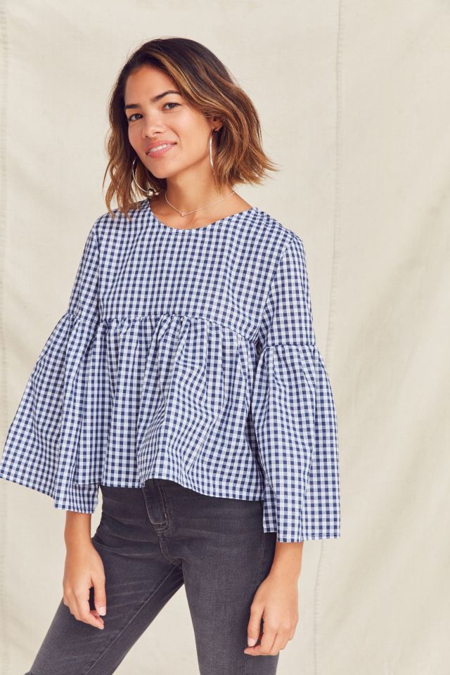 Urban Renewal Remade Bell-Sleeve Gingham Top #4