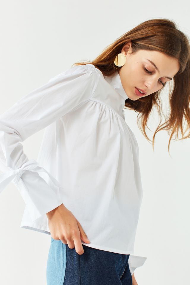 Haute Rogue Turtleneck Tie-Cuff Top #4