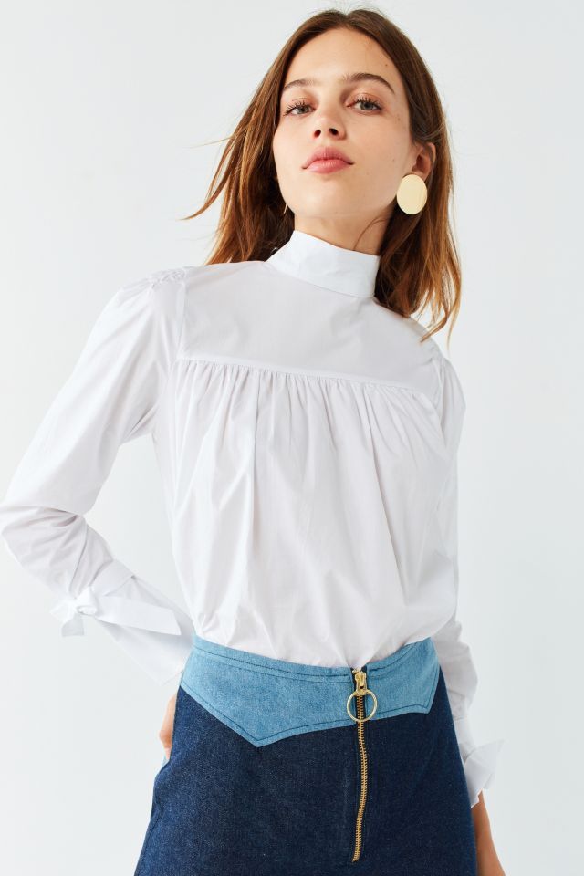 Haute Rogue Turtleneck Tie-Cuff Top #5