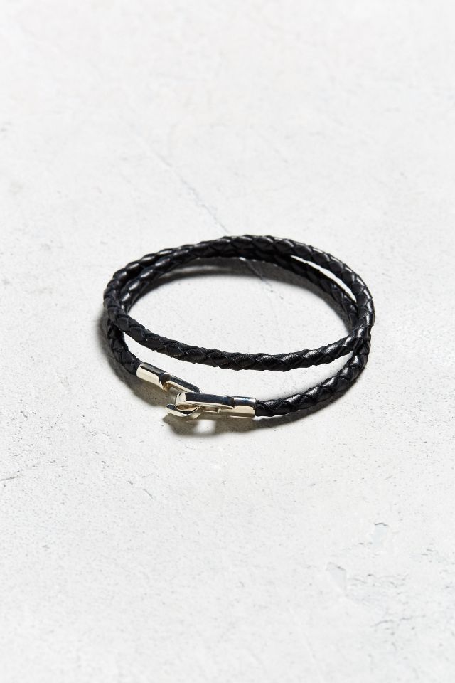 Aubaine Braided Black Leather Bracelet