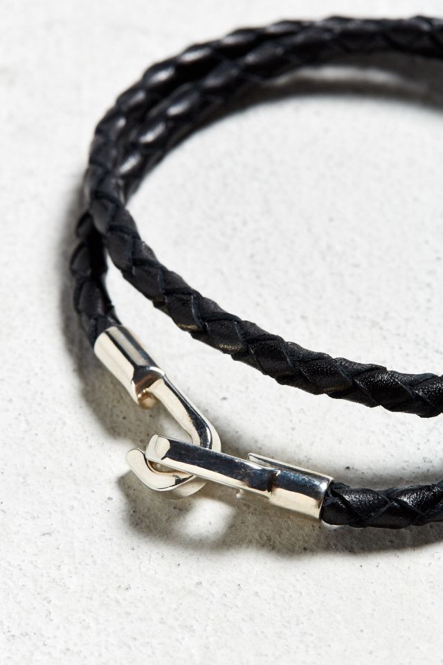 Aubaine Braided Black Leather Bracelet #1