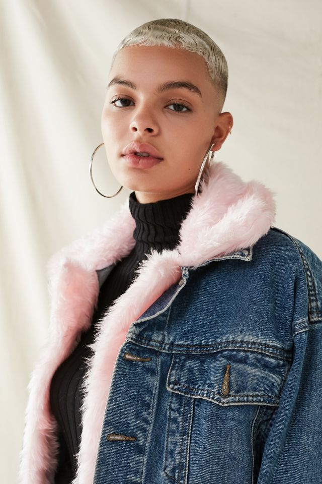 Veste en denim à garniture en fausse fourrure recyclée Urban Renewal #1