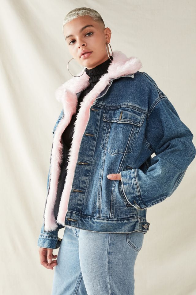 Veste en denim à garniture en fausse fourrure recyclée Urban Renewal #4