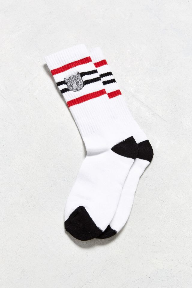 Embroidered Snow Leopard Striped Sport Sock #2