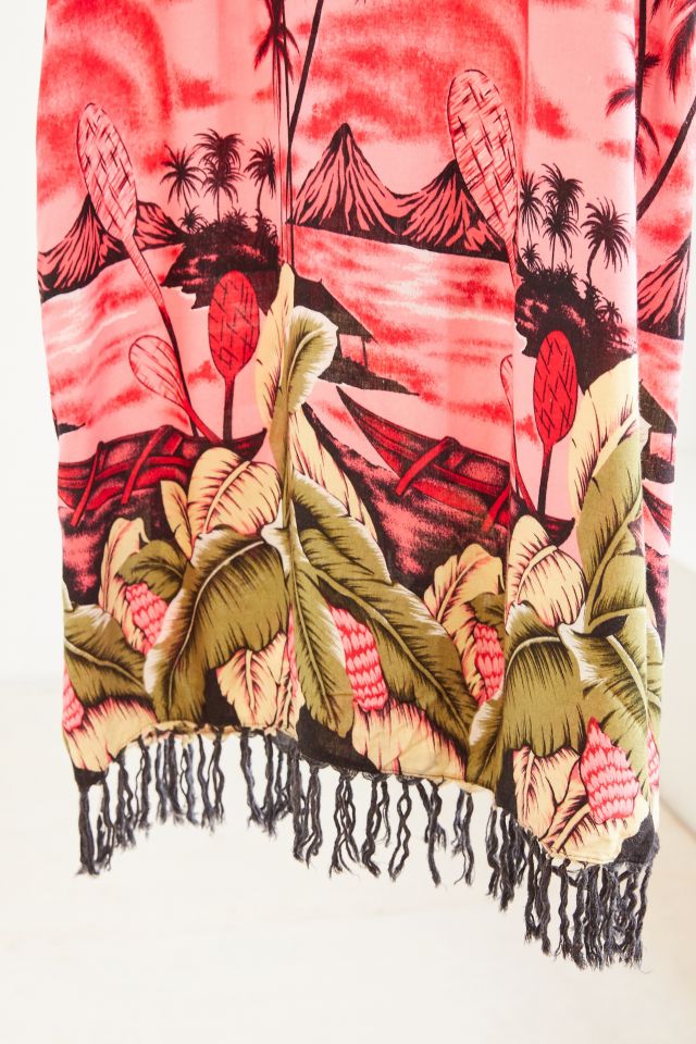 Vintage Hot Pink Beach Scene Fringe Dress #1