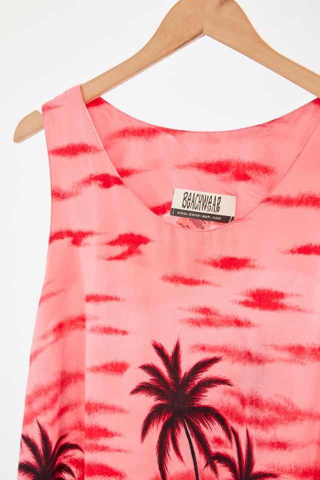 Vintage Hot Pink Beach Scene Fringe Dress #2