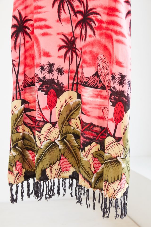 Vintage Hot Pink Beach Scene Fringe Dress #5