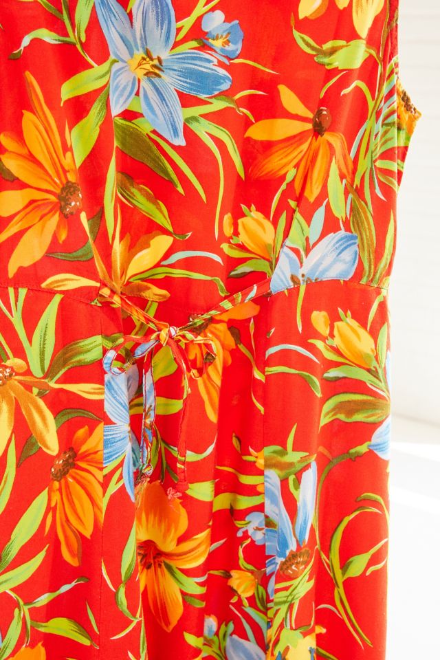 Vintage Red Floral Tie Back Dress #2