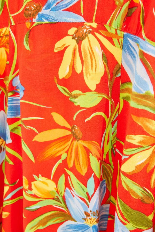 Vintage Red Floral Tie Back Dress #3