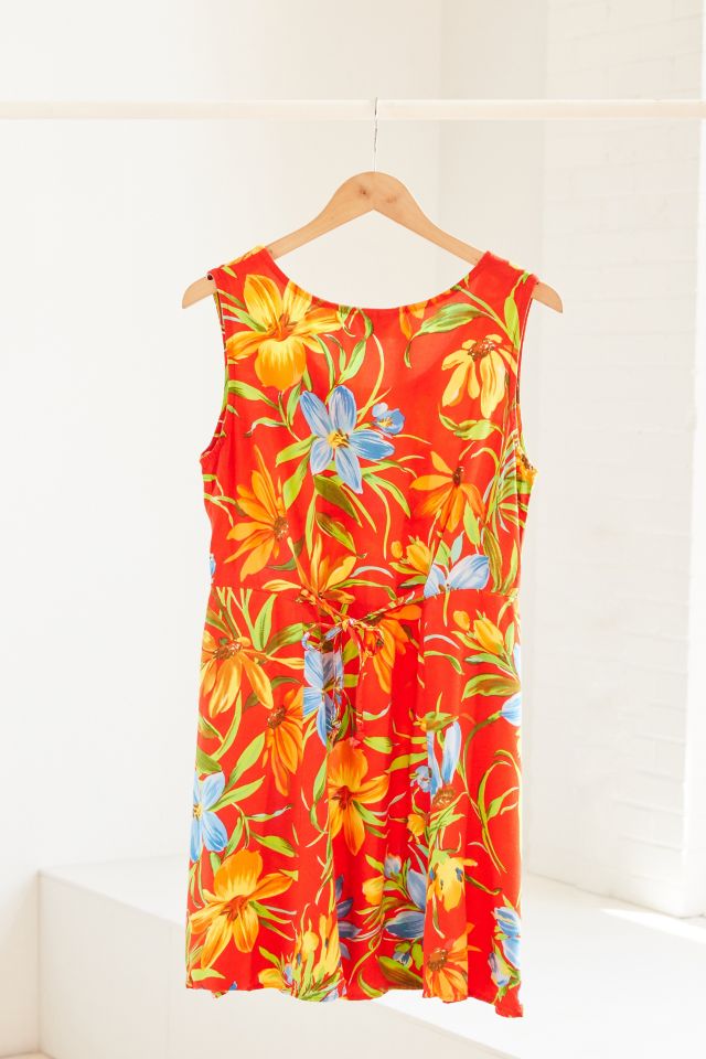 Vintage Red Floral Tie Back Dress #5