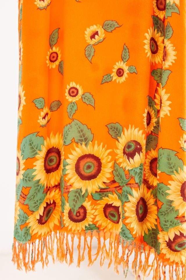 Vintage Orange Sunflower Print Mini Dress #2