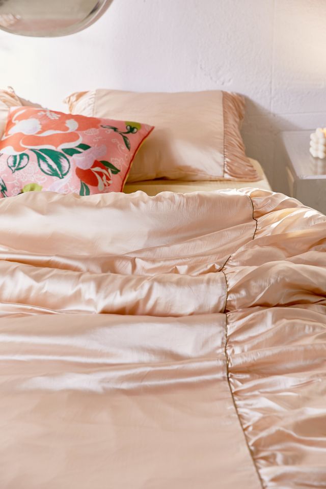 Modern Ruched Satin Duvet Cover