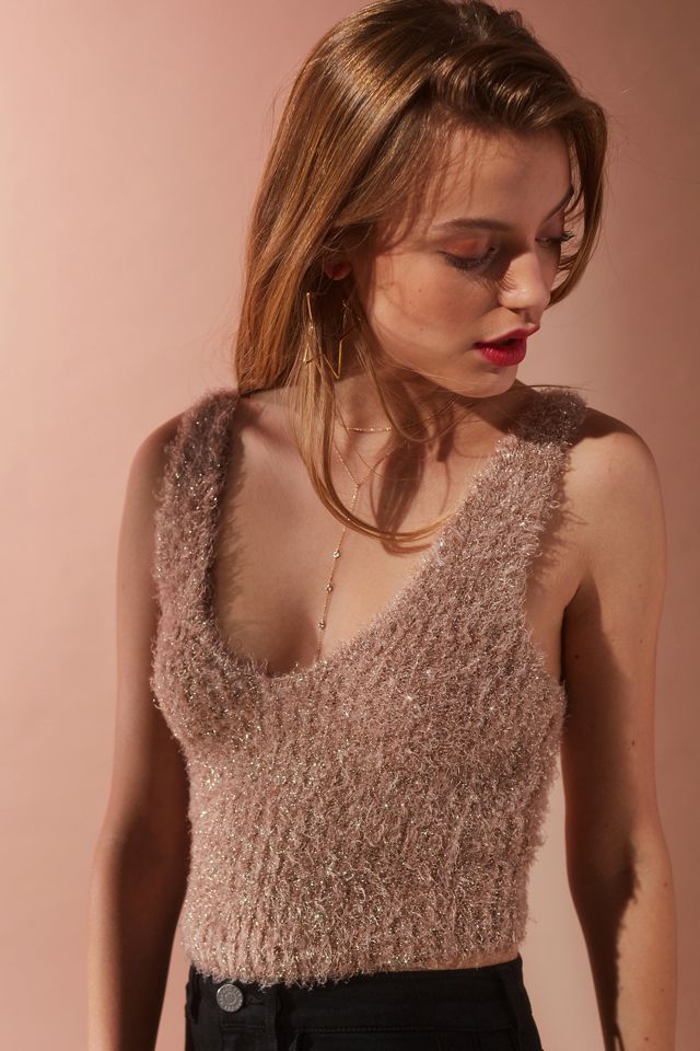 UO Valerie Fuzzy Sparkle Tank Top #4