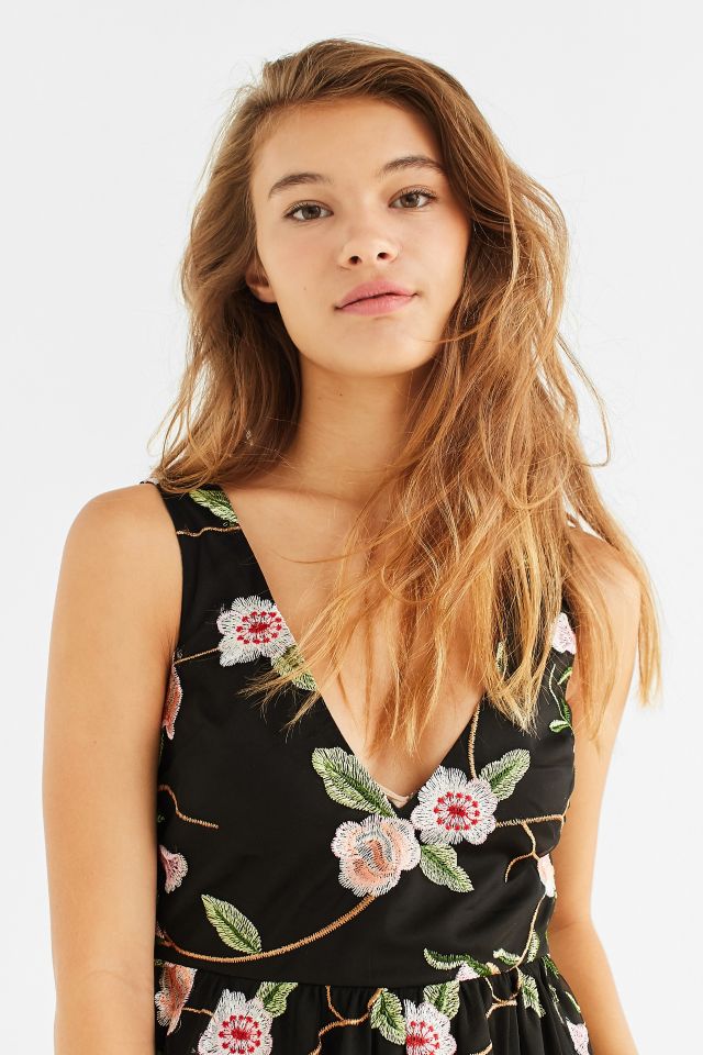 UO Floral Embroidered V-Neck Romper #3