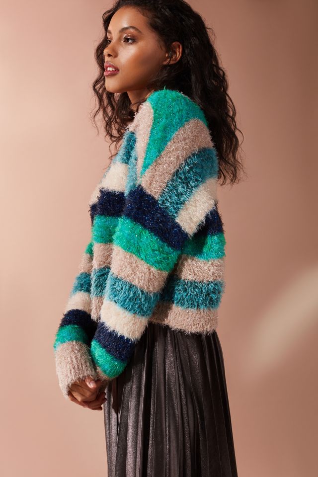 UO Fuzzy Glitter Striped Sweater #4
