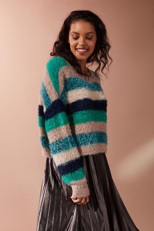 UO Fuzzy Glitter Striped Sweater #5